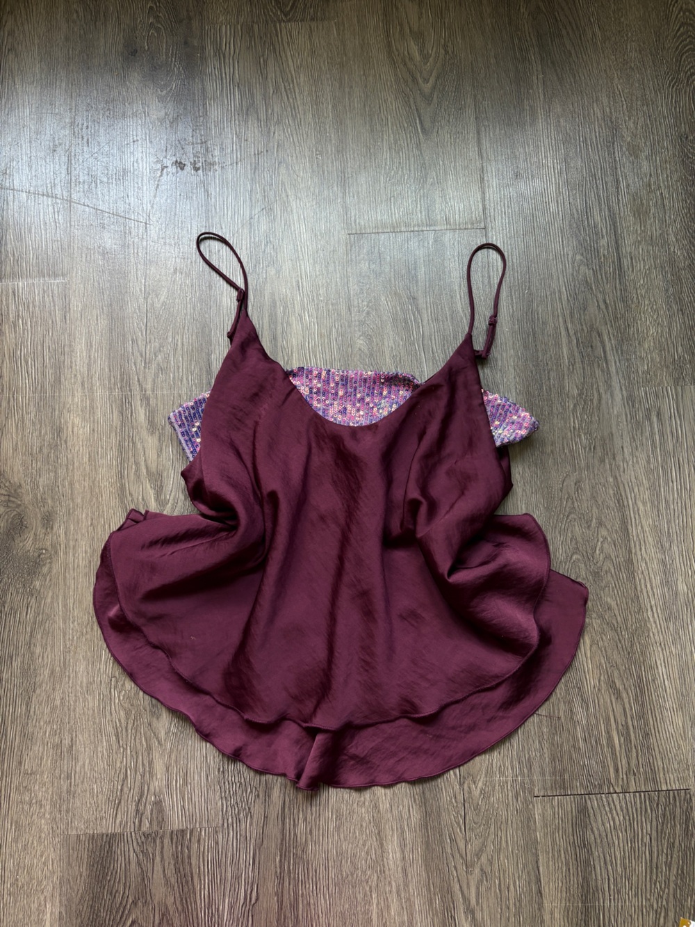 Burgundy & Purple Sequin Cami Top | Y2K Glam